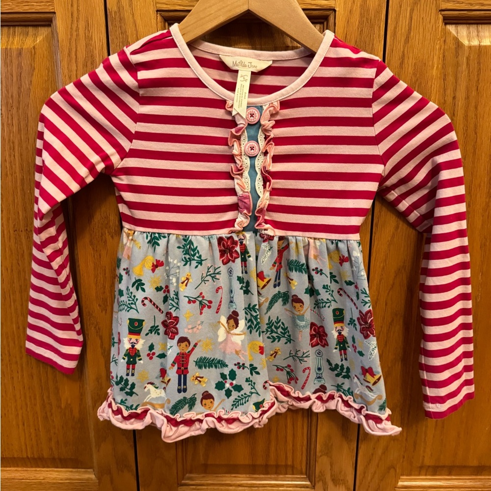 Matilda Jane Pink Striped Long Sleeve Tee with Nutcracker Design